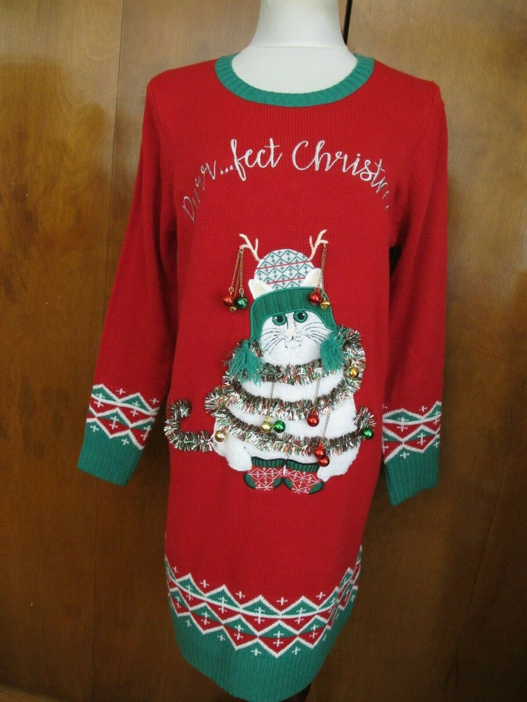 Reference Point Women's Red Christmas Sweater Dress Large