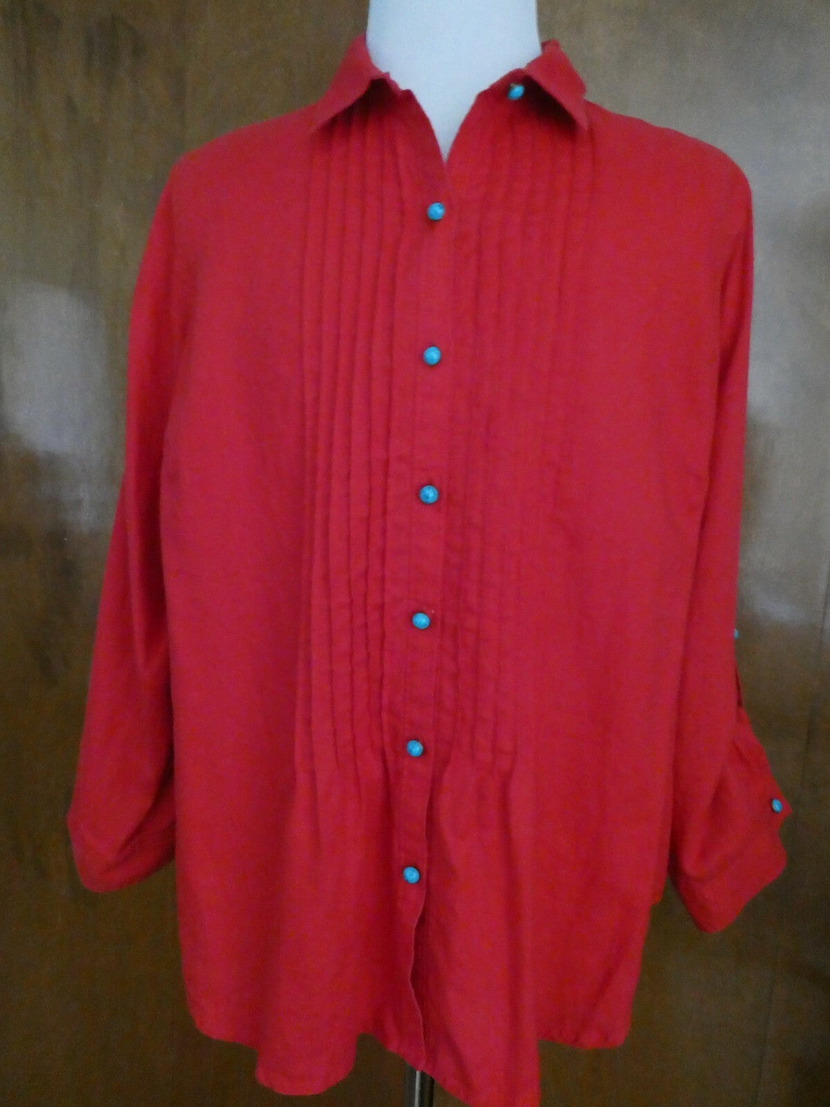 Jones New York Sport Woman 100% linen red long sleeves stylish top
