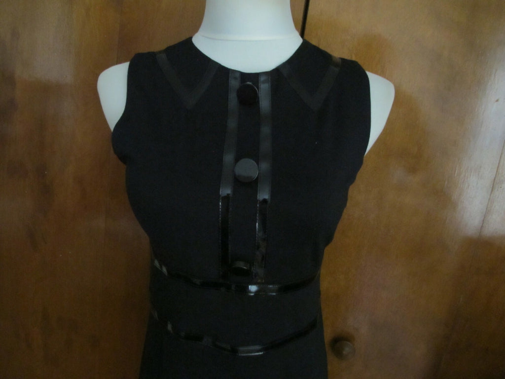 Michael Kors Black Faux-Leather Trim Lined Dress Size 2