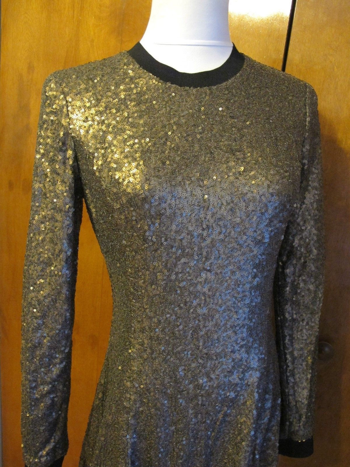 Rachel Roy Women’s Gold Sequin Fit Flare Lined Evening Dress 