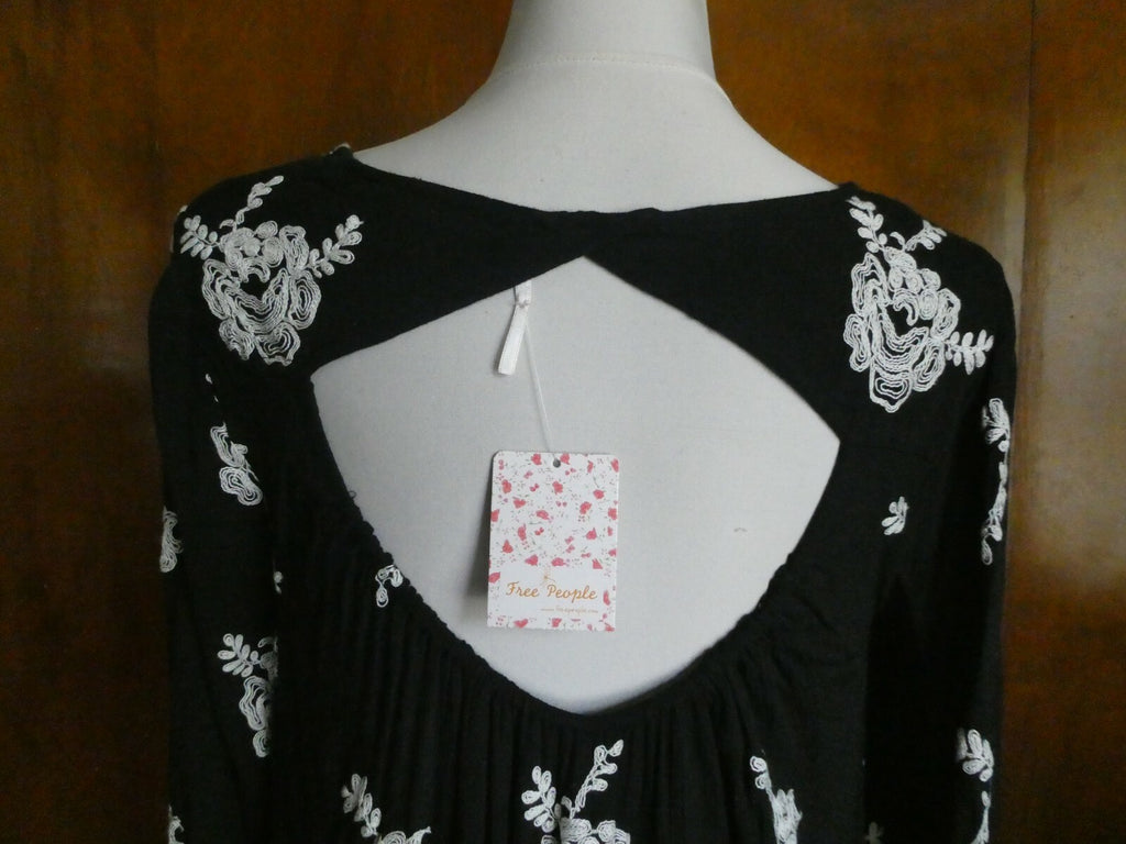 Free People Emma Embroidered Lined Soft Cotton Swing Dress Size Medium