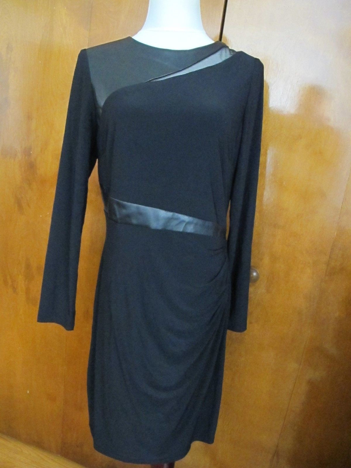 Ralph Lauren women's faux leather insert black detailed dress 12 