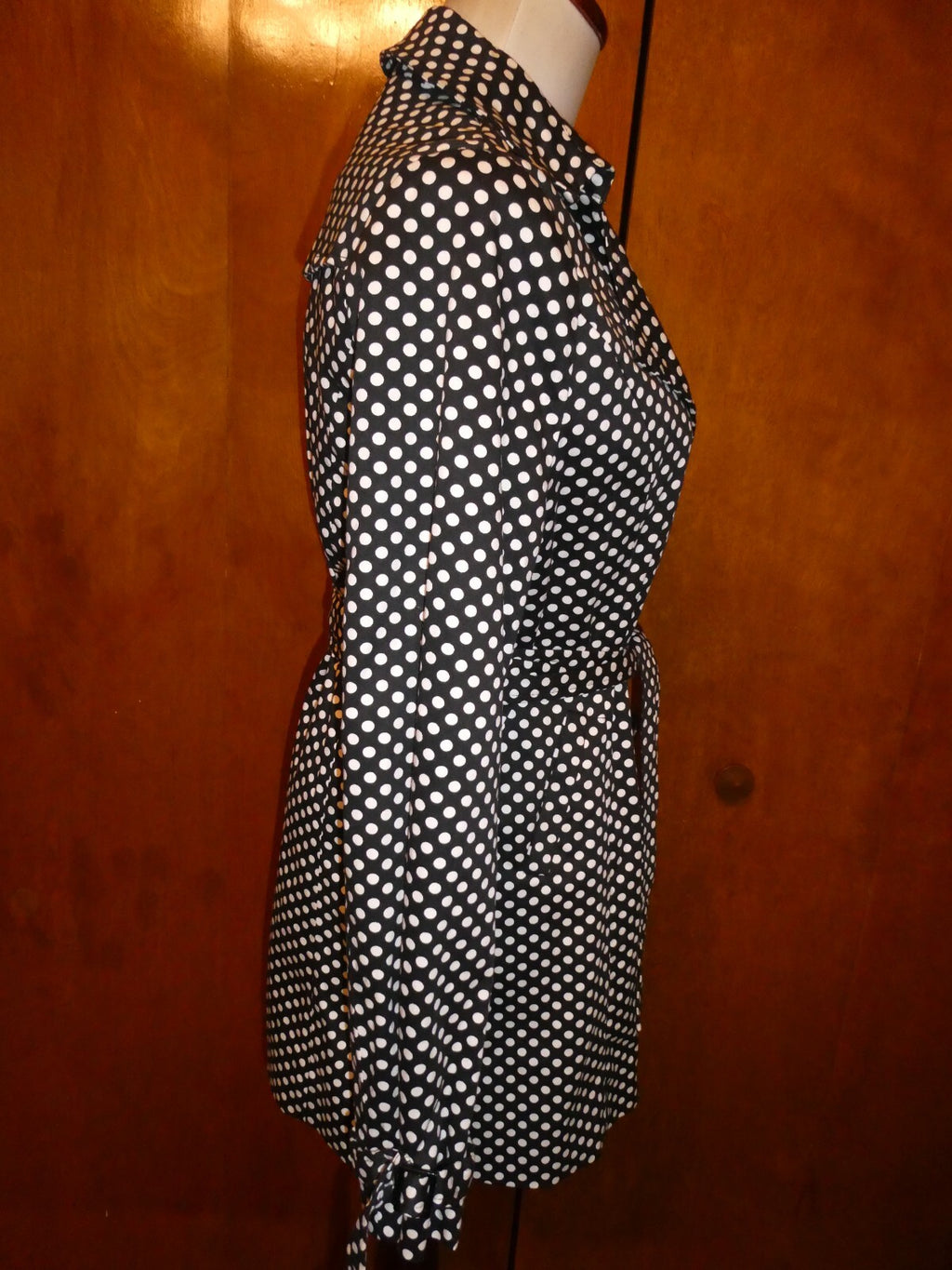 Vertigo Paris Black & White Polka Dot Jacket Trench Coat, Button Up, Medium