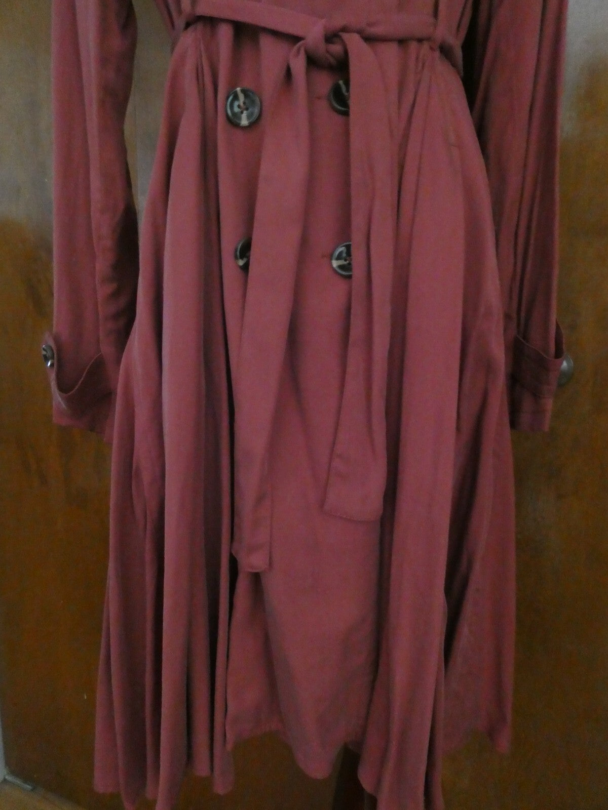 Anthropologie dRA Los Angeles Wine/Bord Trench Coat Size Large