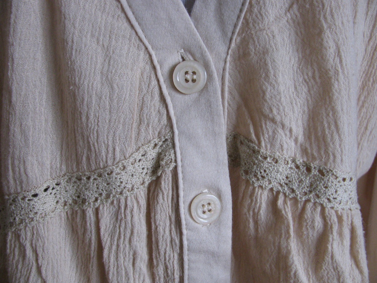 Trinity women's detailed organic cotton beige top large fits medium