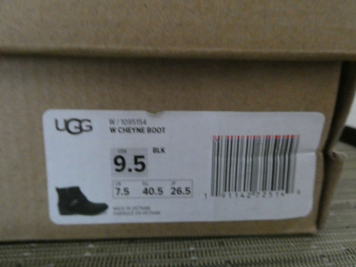 UGG Cheyne Women’s Waterproof Leather Sheepskin Black Buckle Ankle Boots 9.5, 11