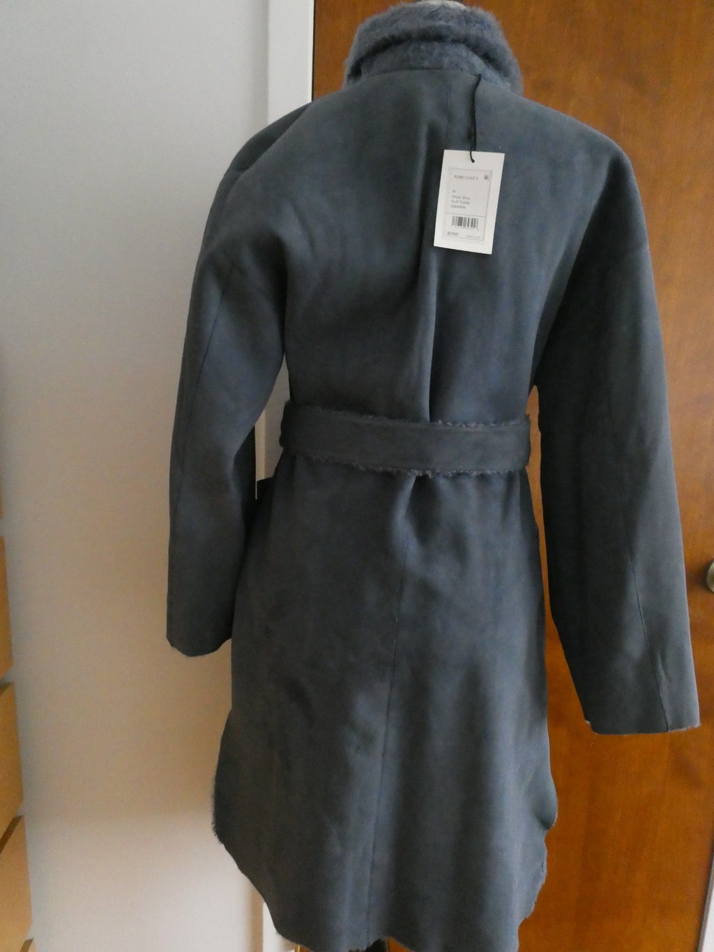 Theory Robe Coat Metal Blue Shearling Lamb Fur Teddy Coat M $2895 Made In Turkey