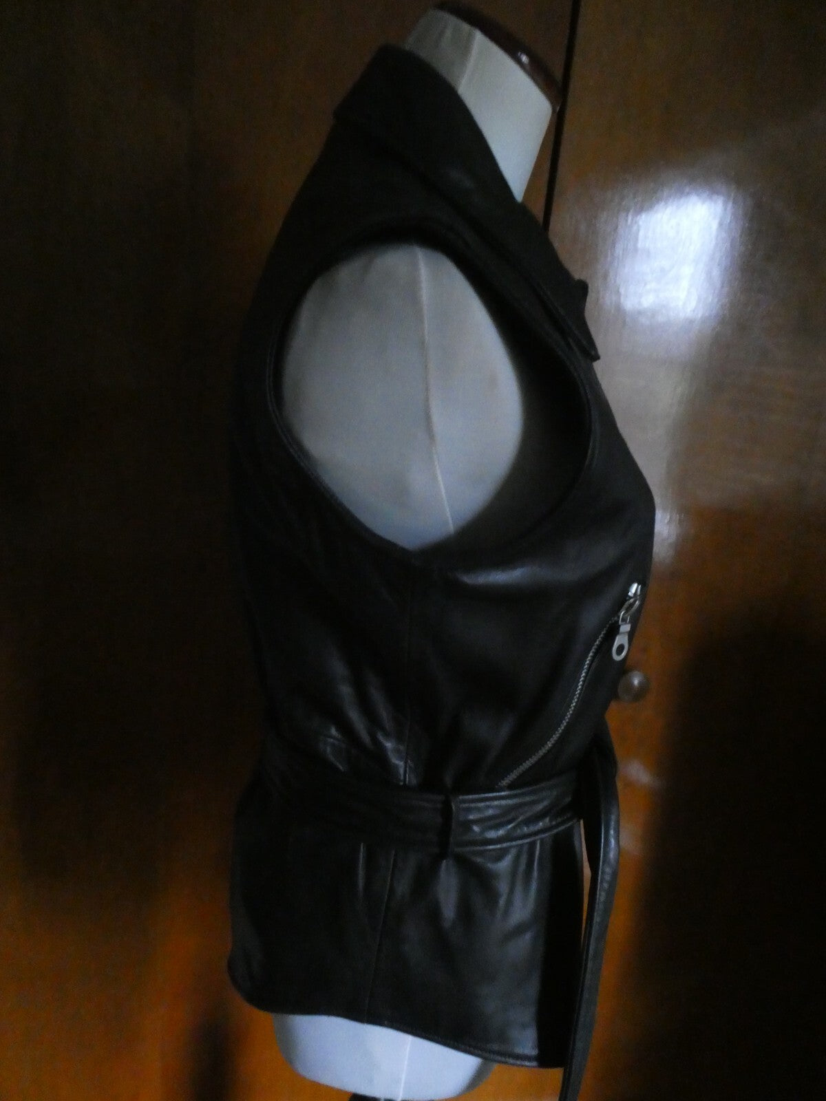 John Michael Designer Black 100% Soft Leather Woman's Vest Size XS