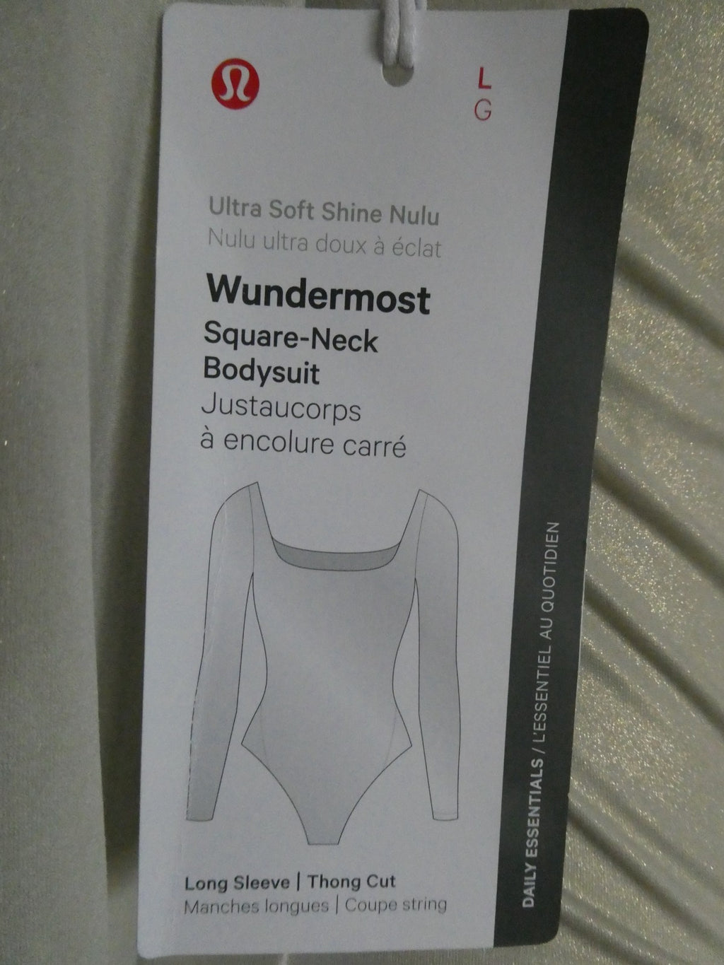 Lululemon Bodysuit Wundermost Nulu Long Sleeve Gray Soft with Subtle Shine Large