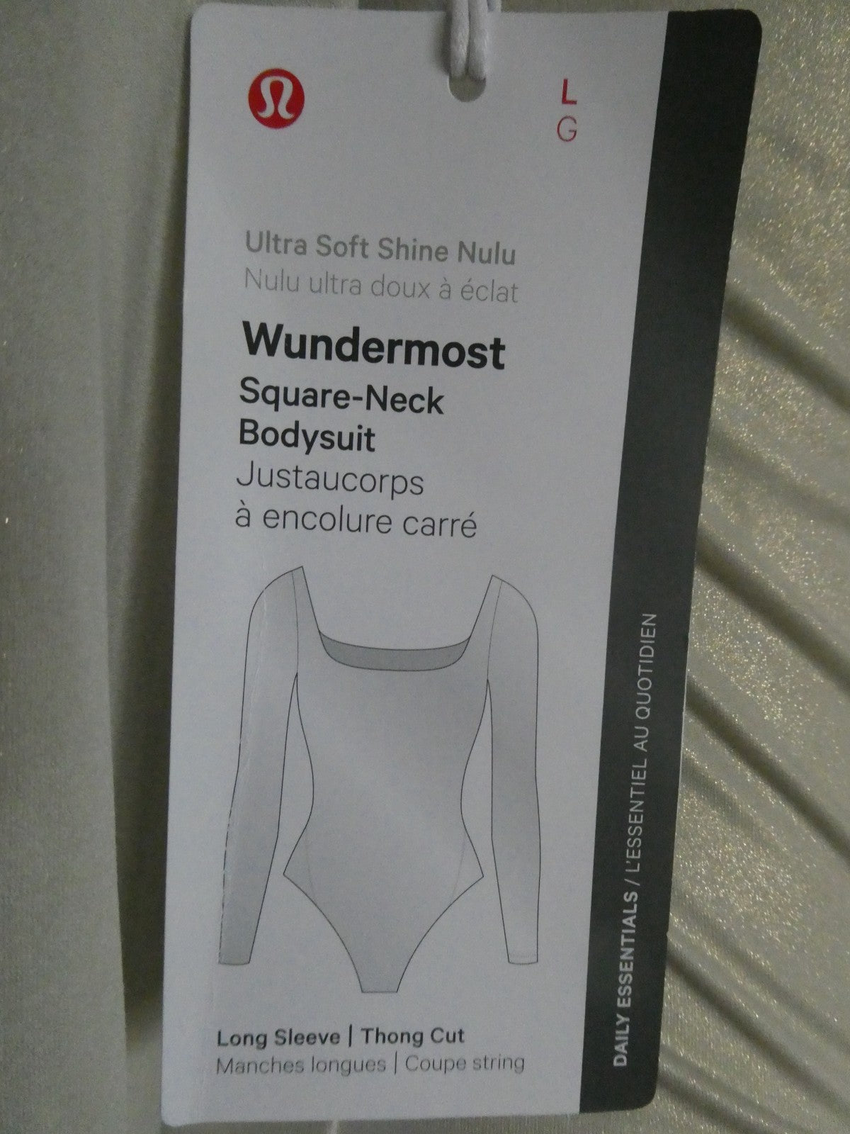 Lululemon Bodysuit Wundermost Nulu Long Sleeve Gray Soft with Subtle Shine Large