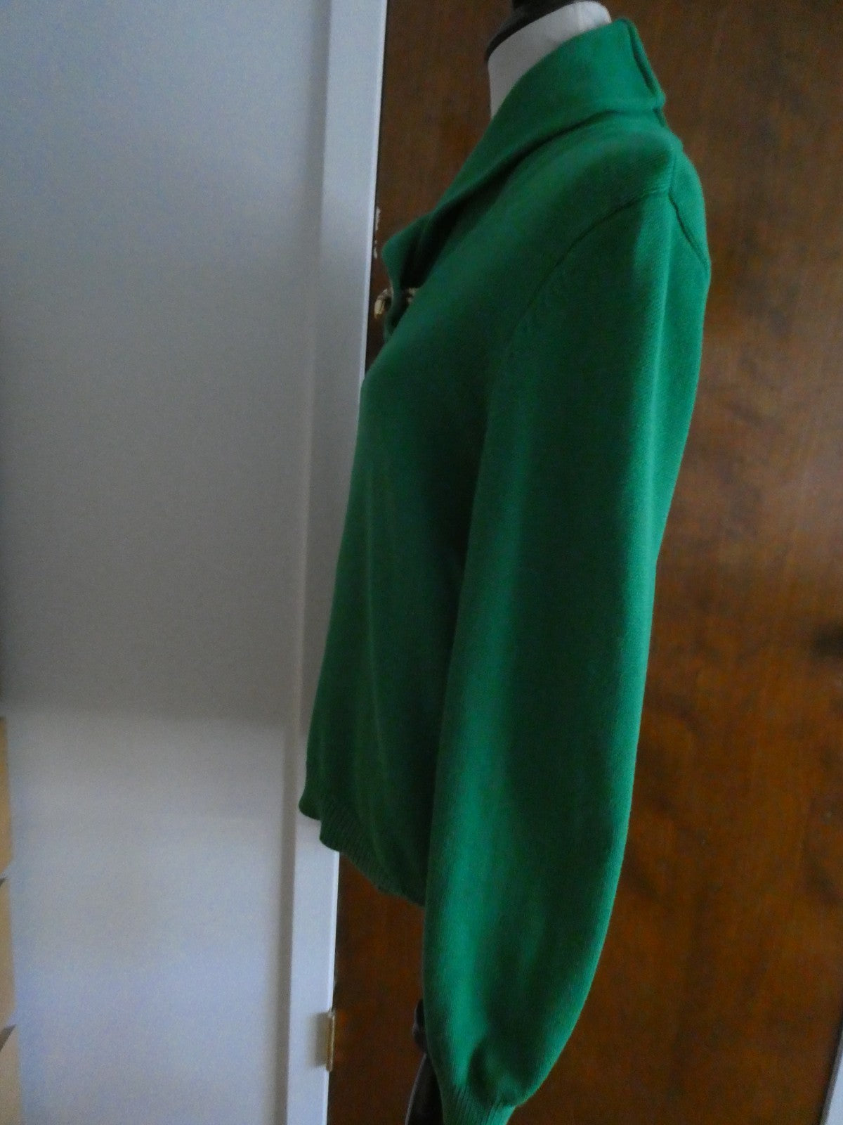 Ralph Lauren Women’s XL Green Shawl Collar Toggle Sweater 100% Cotton EUC