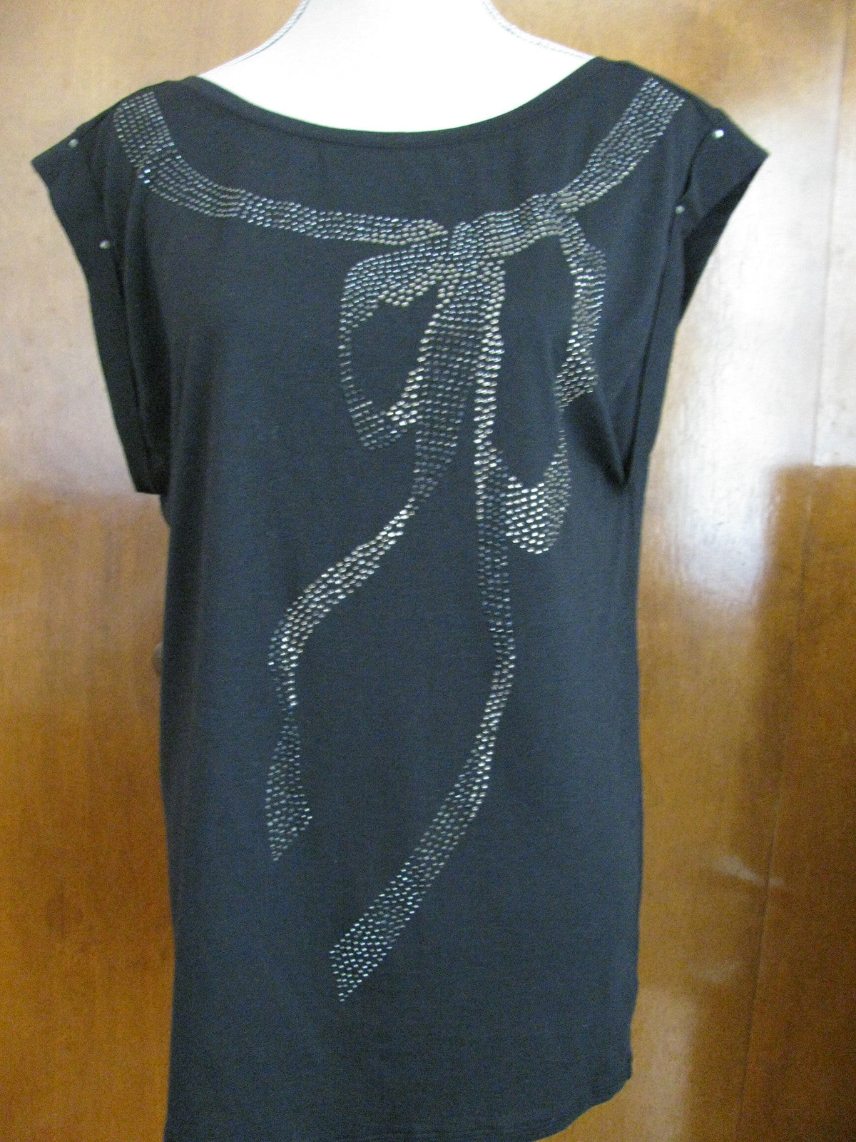 Juicy Couture women's black embellished bow tunic top New