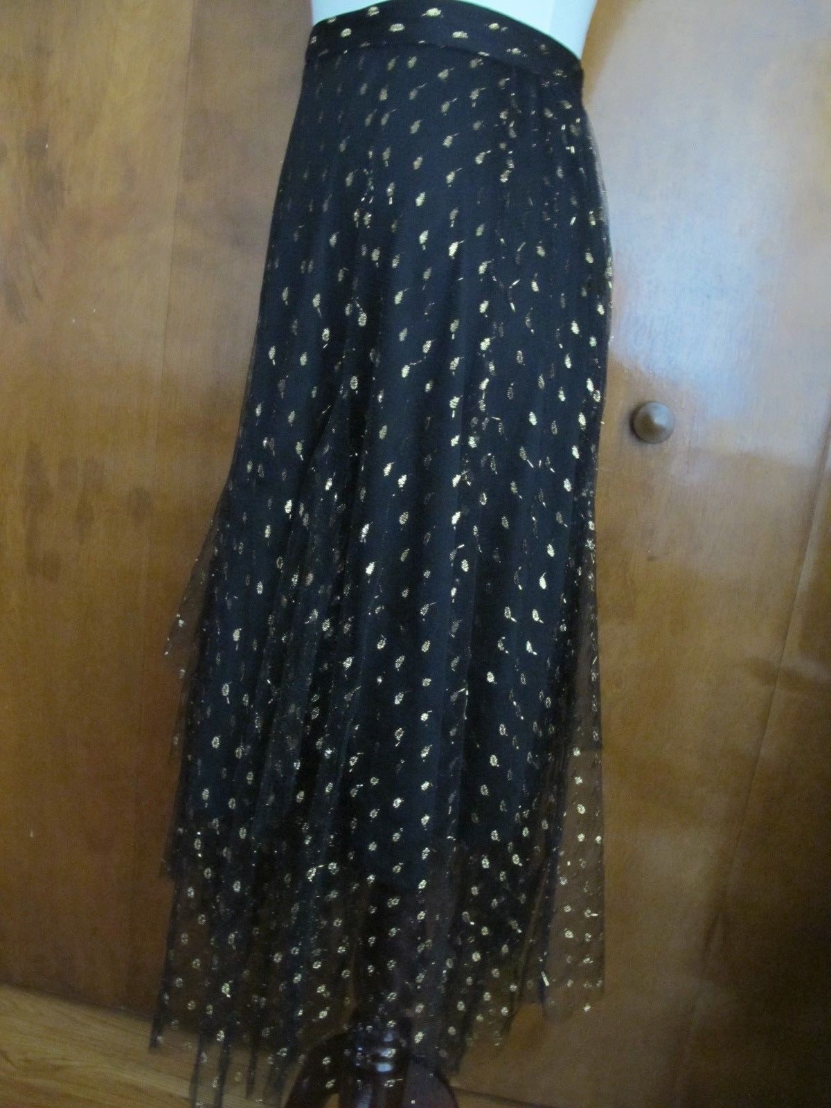 Anthropologie Eva Franco Women's Metallic Black Evening Skirt 