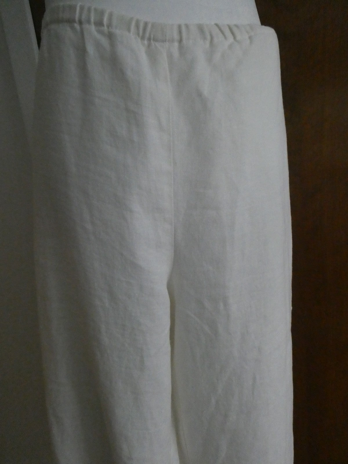 M Collection 100% Linen Pants Women Size 14 White Wide Leg Fully Lined NWT