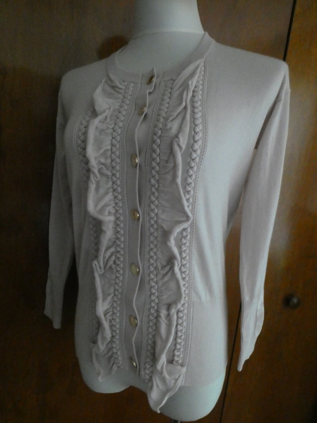 Authentic Burberry Women's Buttoned Long Sleeve Pale Stone Cardigan Small