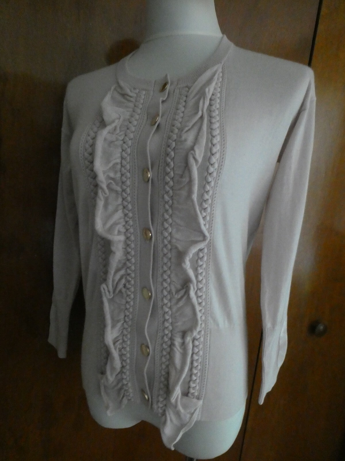 Authentic Burberry Women's Buttoned Long Sleeve Pale Stone Cardigan Small