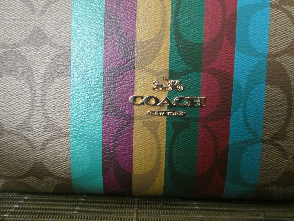 Coach Val Duffle In Signature Canvas With Stripe Handbag Style C5641