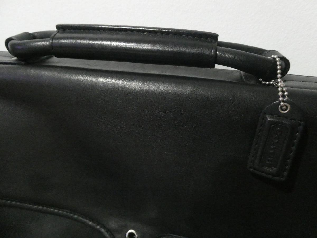 Authentic Coach Black Leather Briefcase Messenger Laptop Bag Model G23-5238