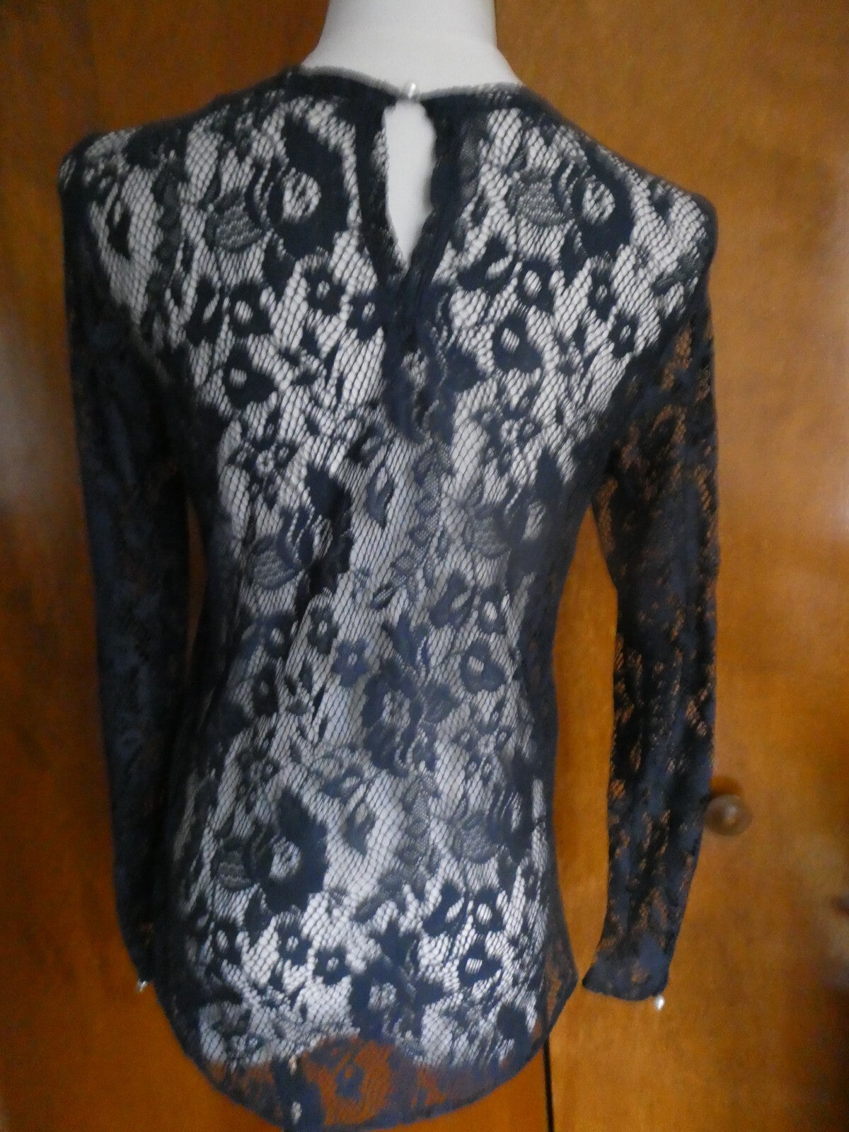 ZARA Collection women's navy fabric craft embroidered blouse size Small