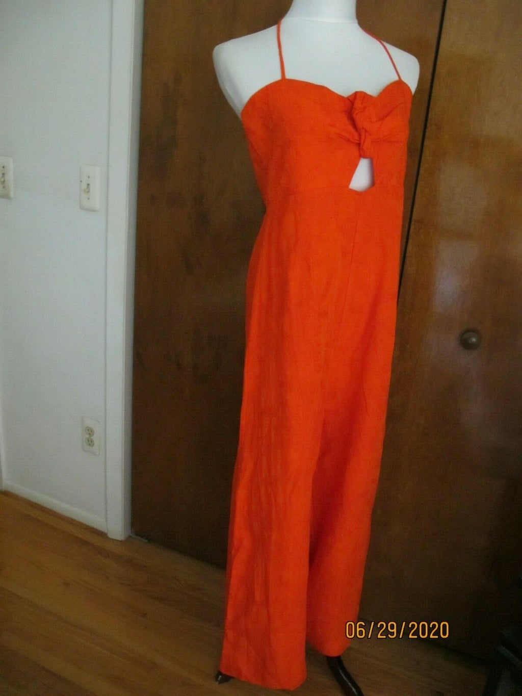 Anthropologie Elevenses Women's Red Linen Blend Jumpsuit 12