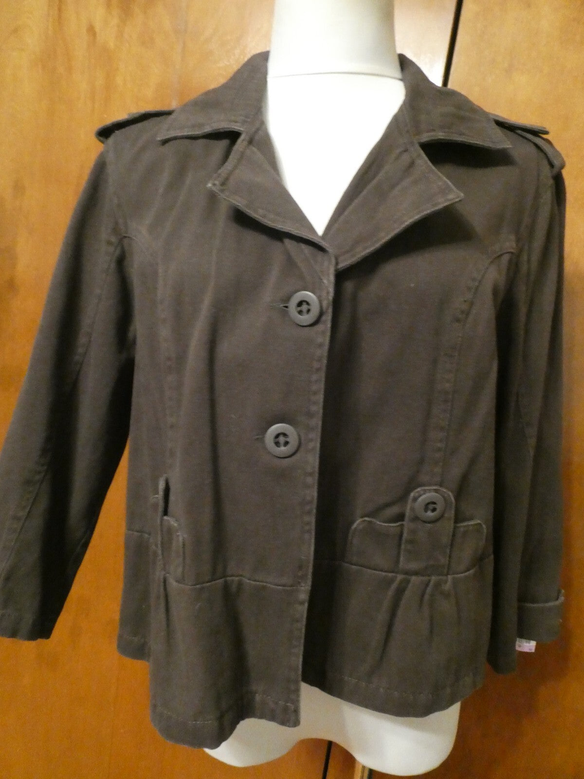 Coffeeshop women’s brown 3/4 sleeves detailed blazer jacket  XLarge new w/tag