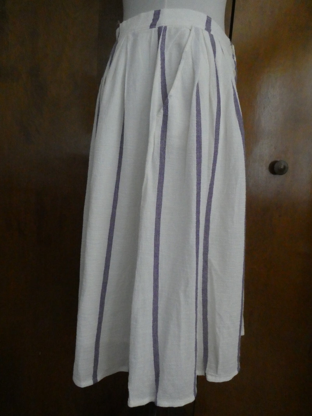 Lucky Brand women's off white full lined pleated pockets buttons skirt small