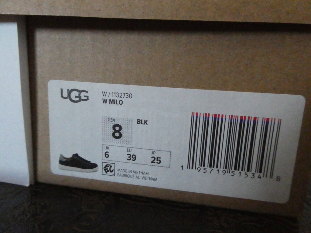 Ugg Australia Women’s Milo Black Leather Sneaker Size 8