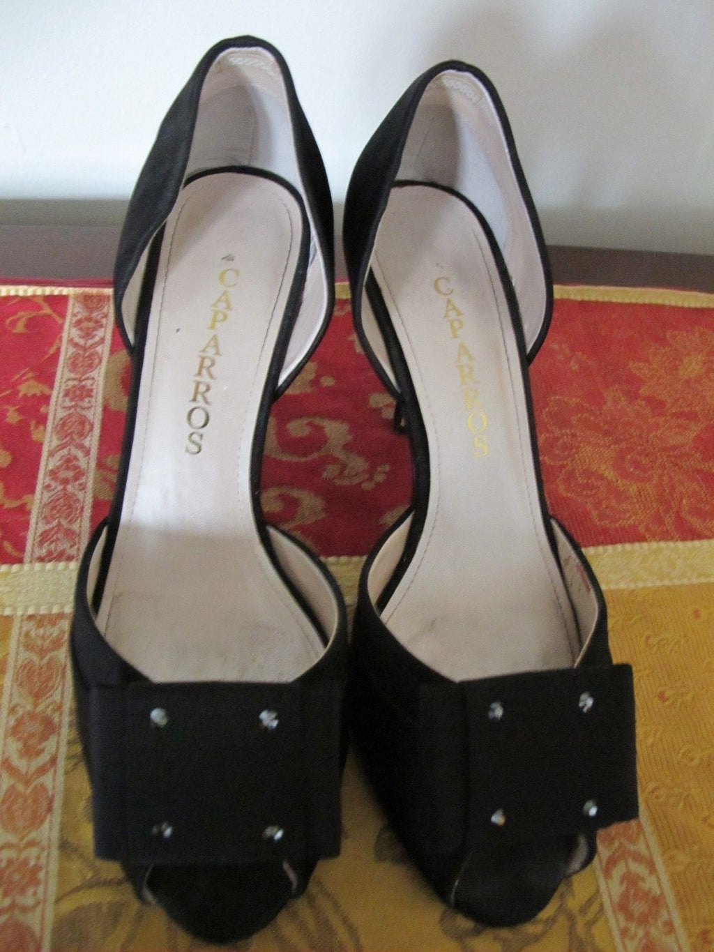 Caparros womens black satin dress shoes 8.5