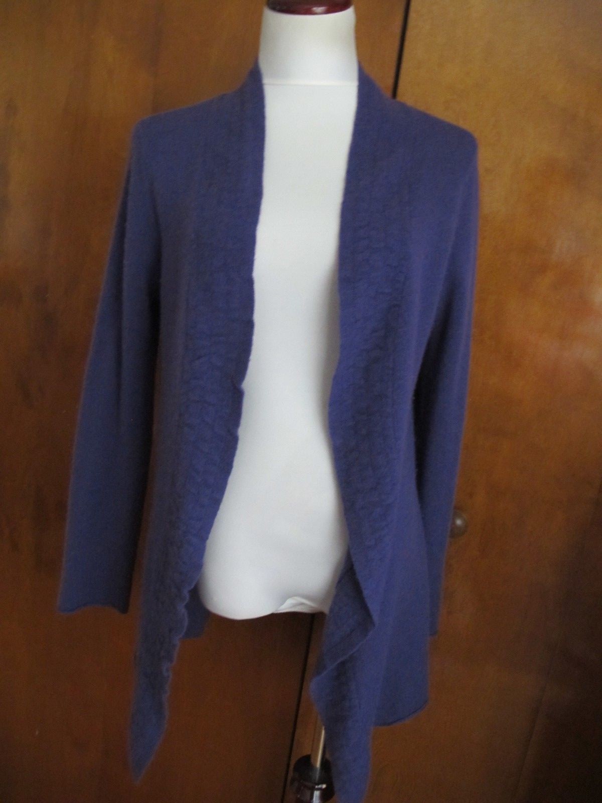 Just Cashmere Women's Purple Cashmere Open Front Detailed Cardigan Medium 