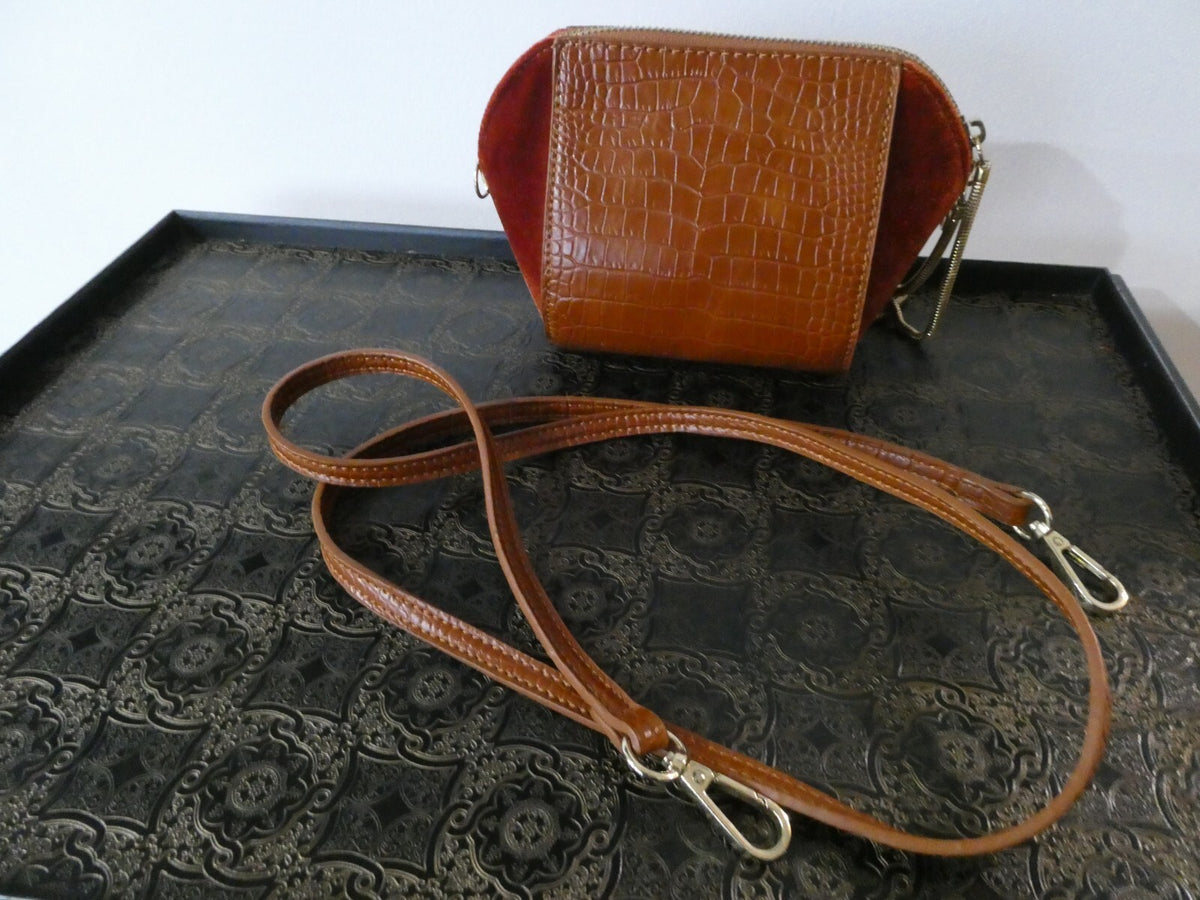 Street Level Orange/Brown Small Crossbody Tote Purse