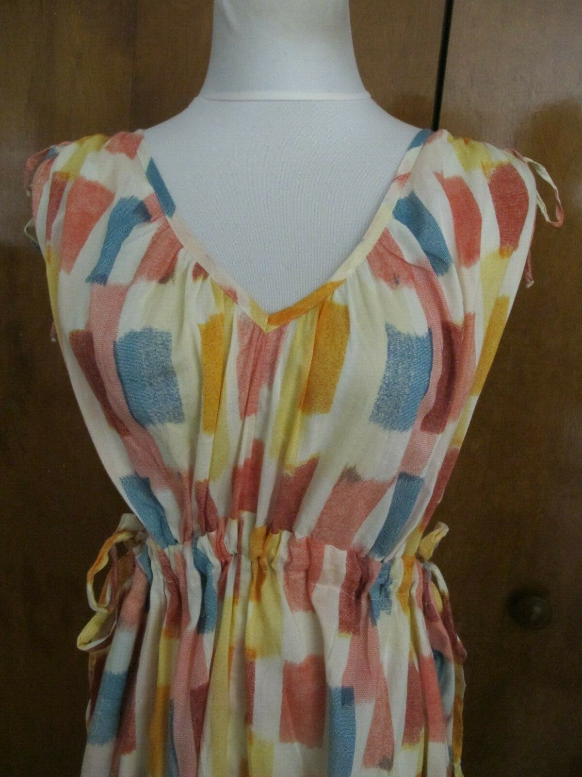Anthropologie Lilka women’s multi-color cotton drawstring dress (run big)