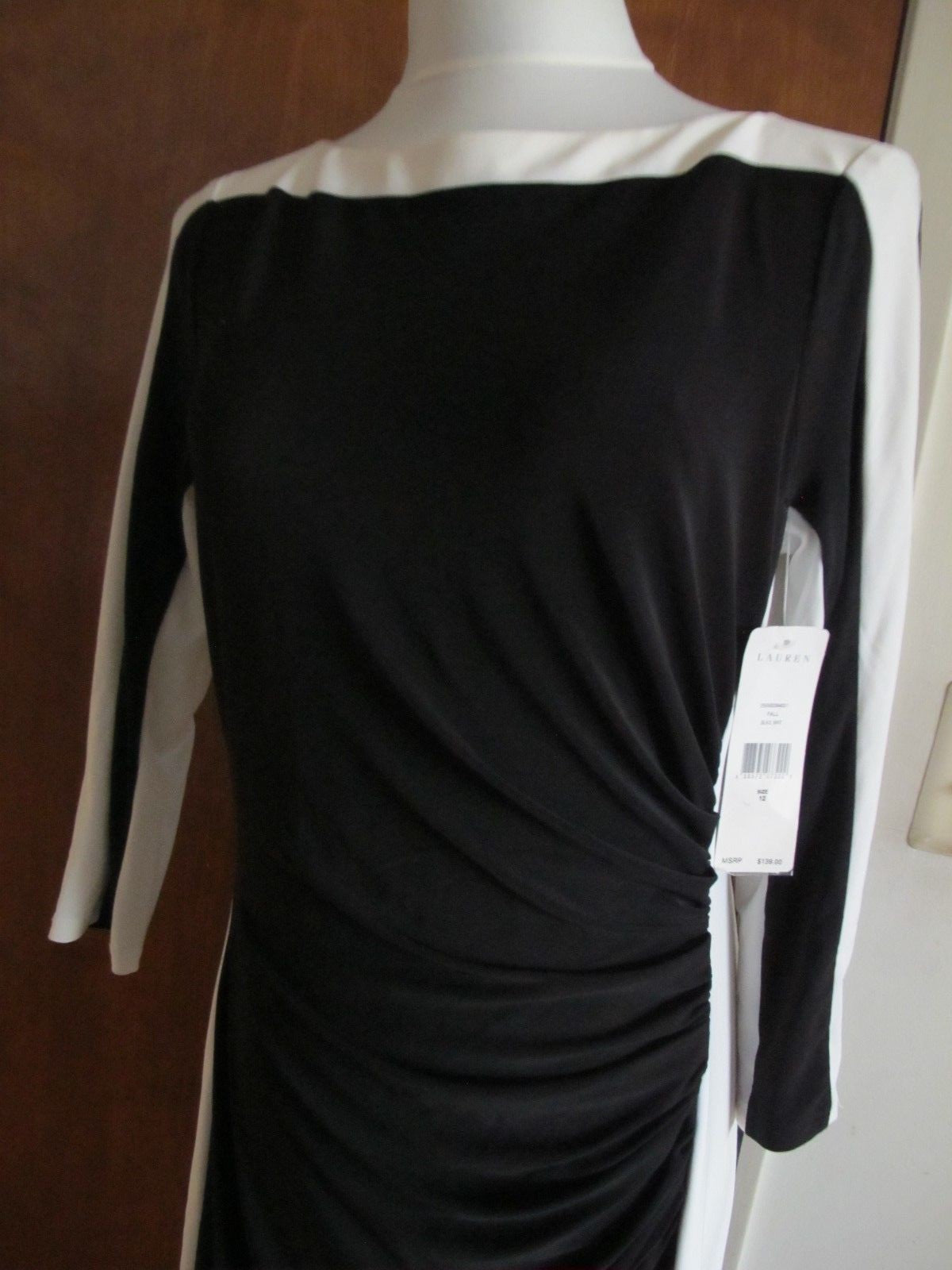 Ralph Lauren's women’s black white lined stylish NWT dress size 12