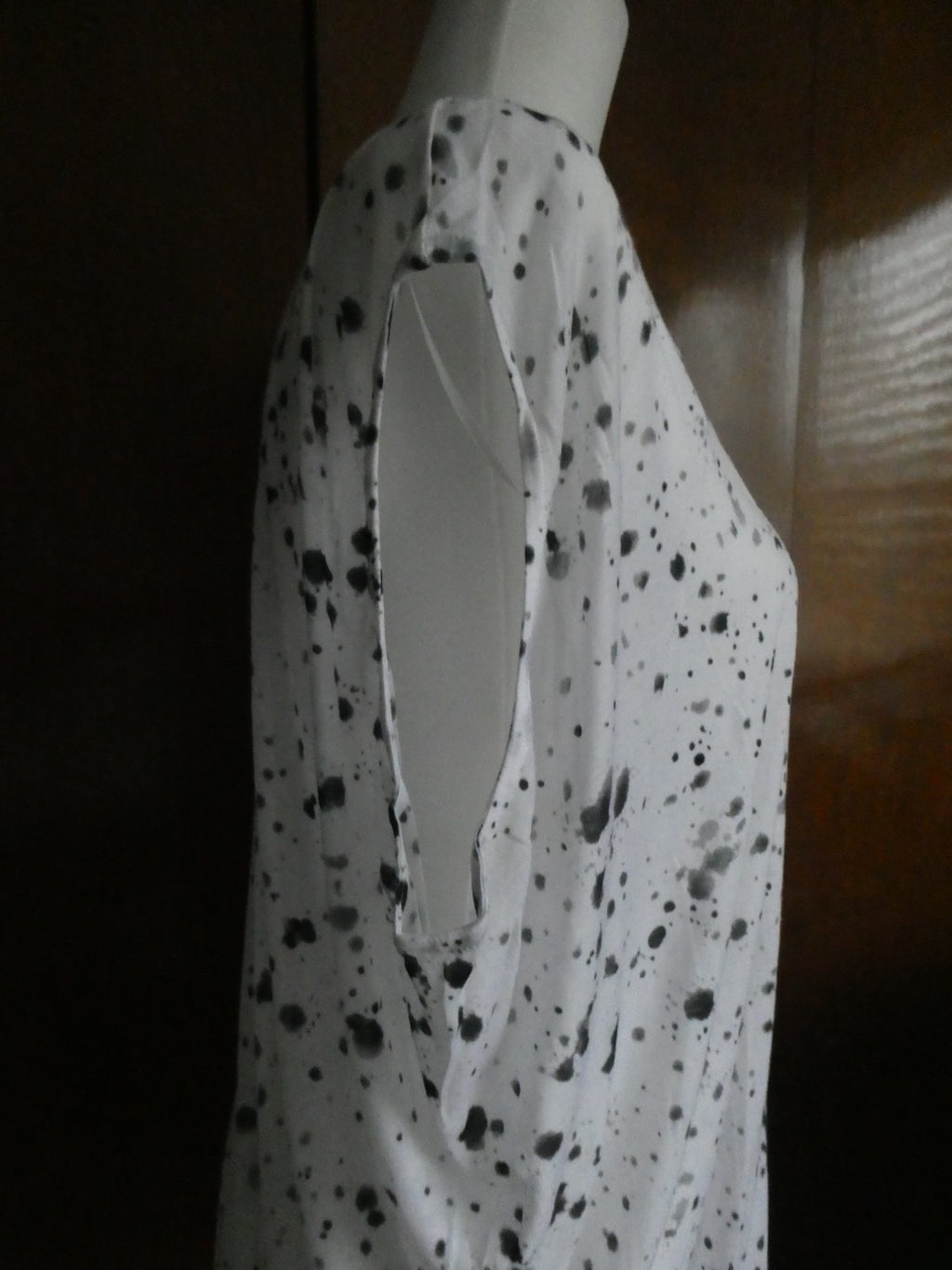 Michael Kors Women Top White/Black Splash Print 100% Tencel Medium $69.50