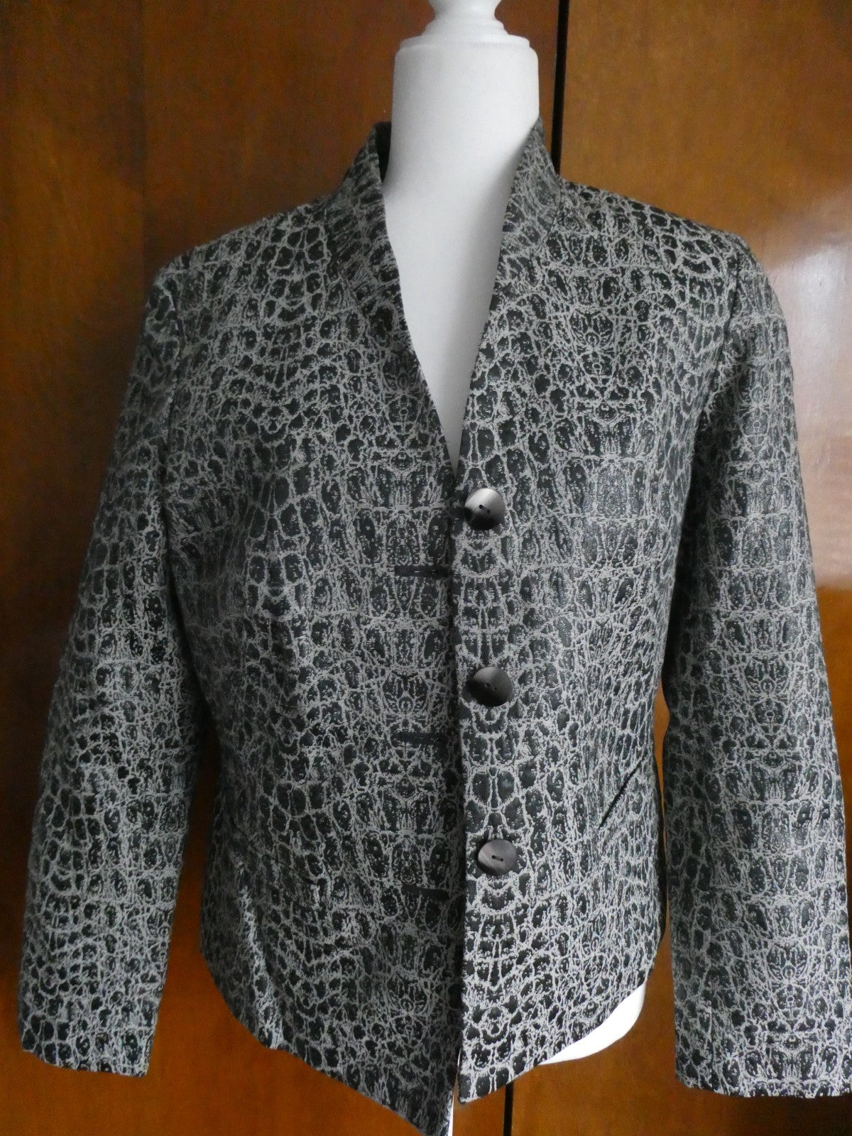 Jones New York Collection Women’s Gray Metallic Evening Dress Jacket Top Size 12