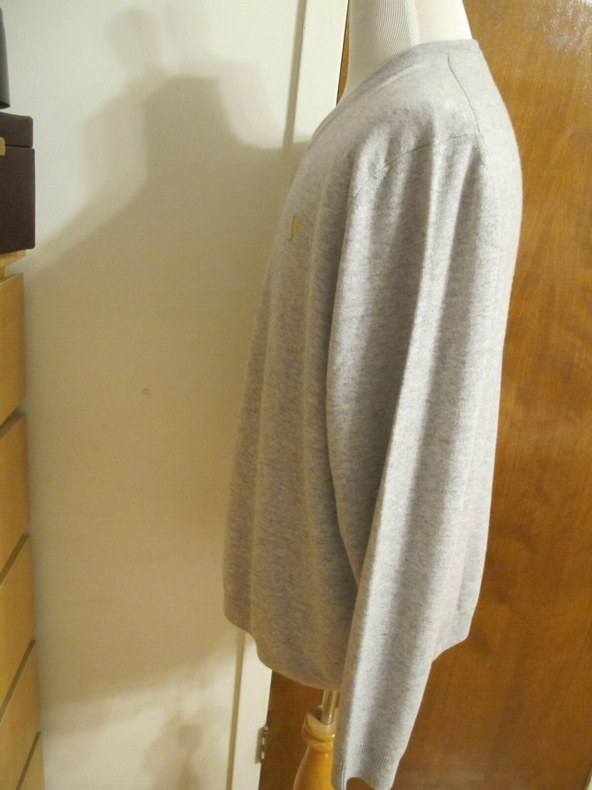 Lacoste men's chalkboard heather cashmere V-neck sweater 3XL (fits 2XL) 