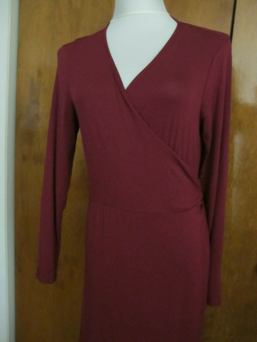 Gap Women's Burgundy Long Sleeves Tie-Waist Maxi Wrap Dress Large Petite 