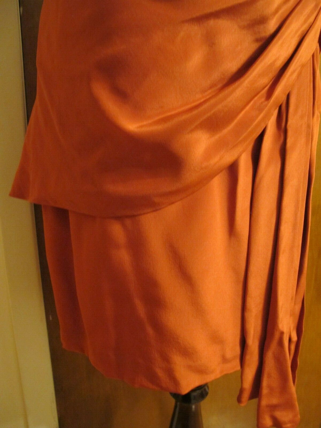 Juicy Couture Women's Orange African Sun Draped Silk Lined Skirt XL Fits Large