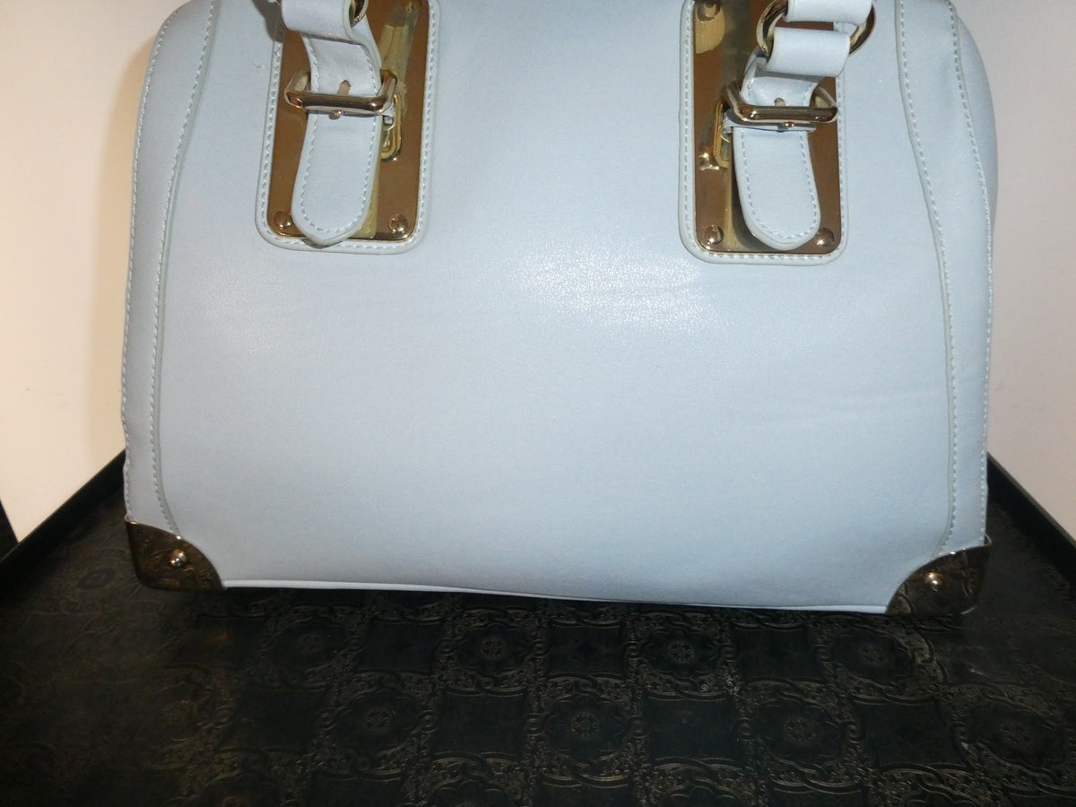 Aldo Women Blue Solid Faux Leather Satchel Shoulder Handbag 14”X11”X7”