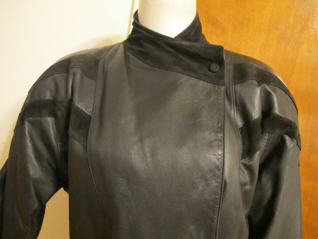 Pelle Cuir Women's Black Real Genuine Leather Detailed Jacket Coat Size Small