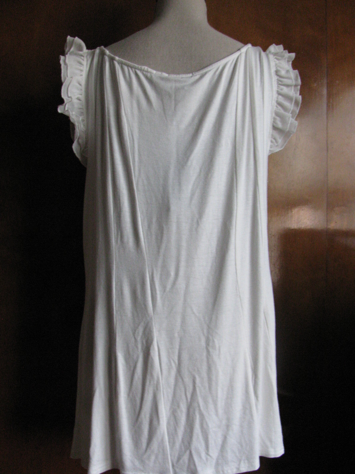 Strazzi Women's White Ruffle Rayon Tunic Top Size XLarge New w/tags