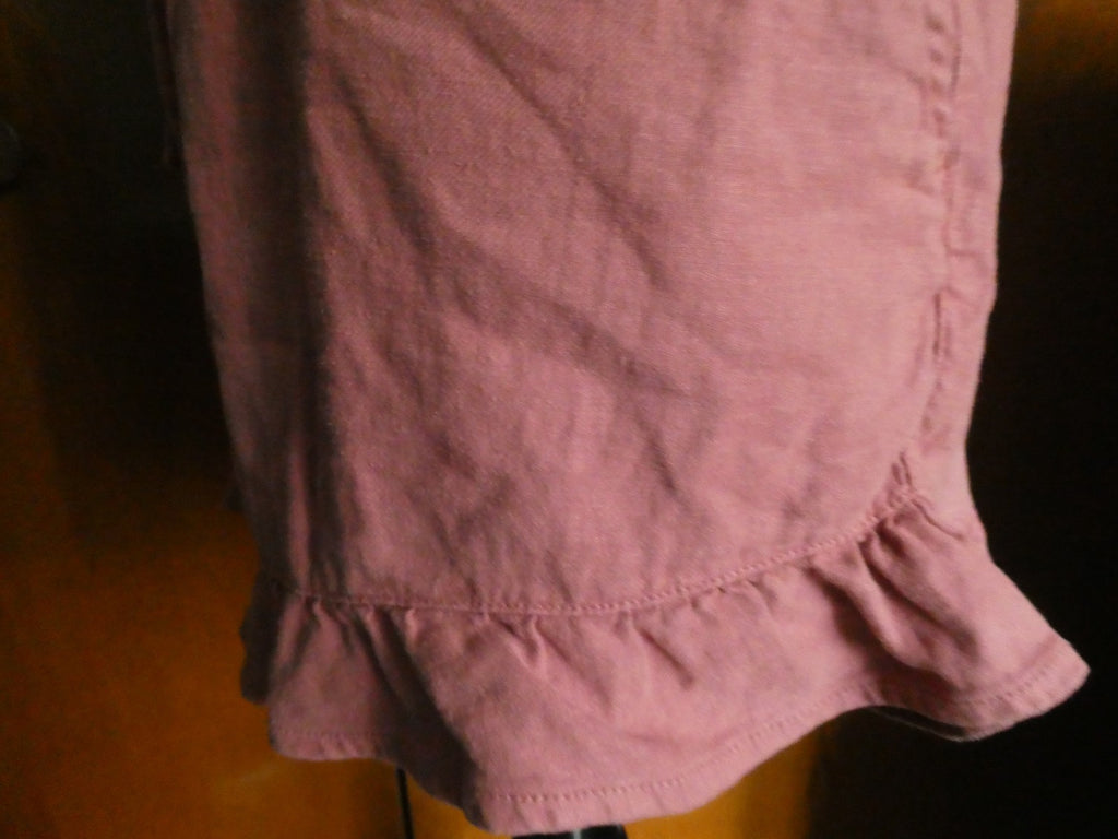 American Eagle Outfitters Women Linen Blend Ruffle Hem Shorts Mauve Pink XL $49