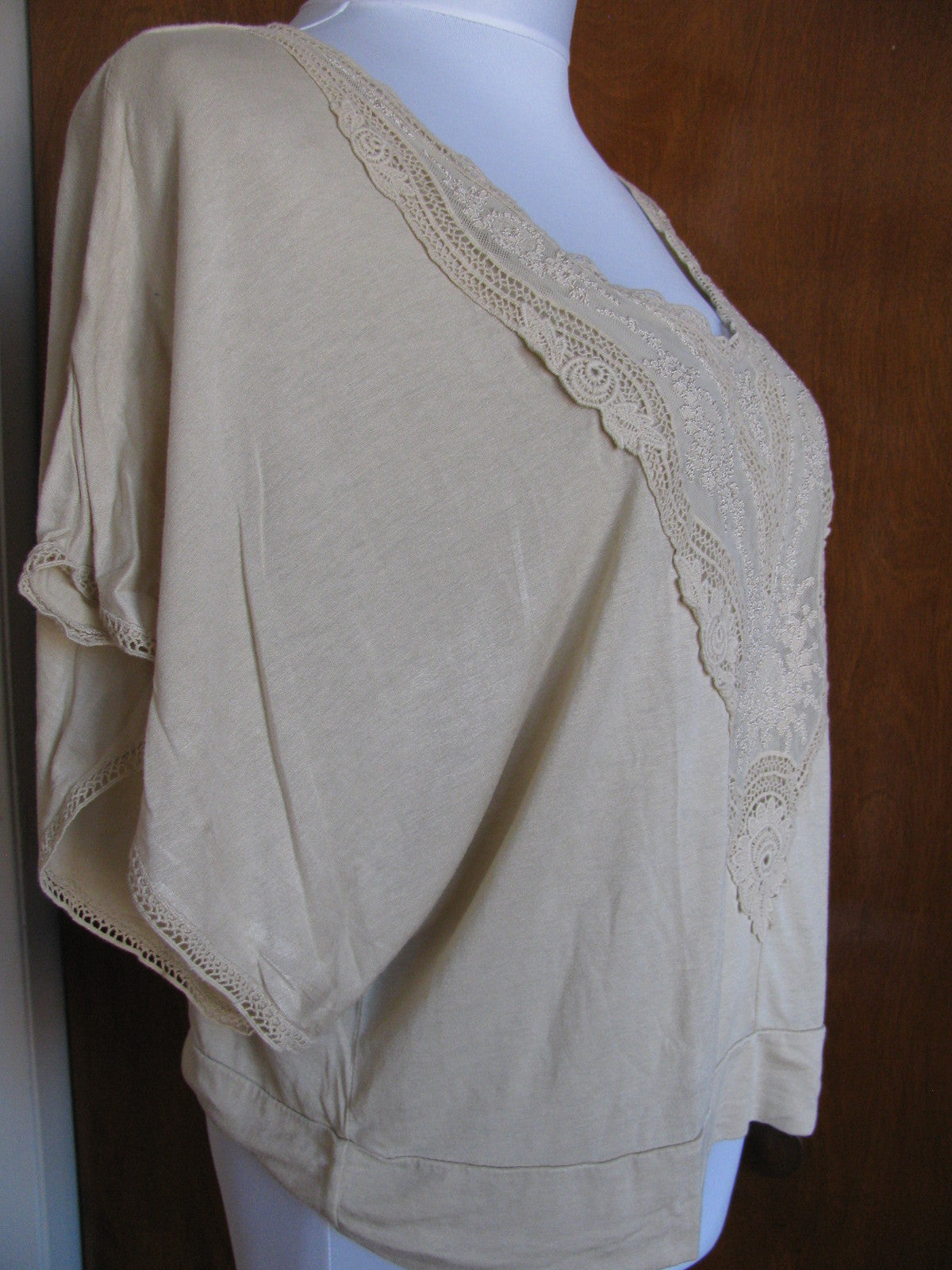 Denim & Supply Ralph Lauren women’s viscose beige detailed trimmed top Large 