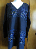 Free People women's navy long embellished long sleeves sweater size medium New