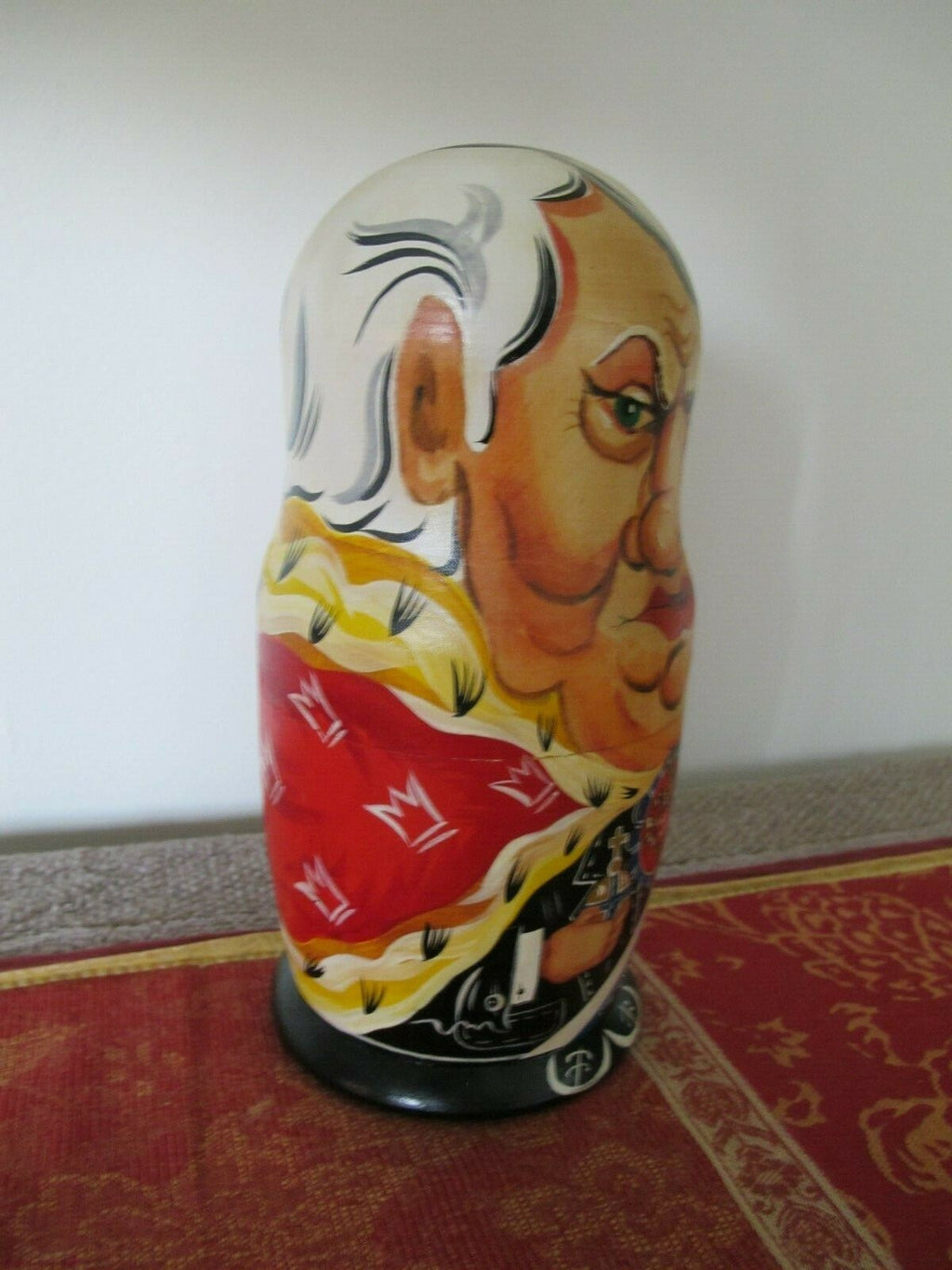 Russian Soviet Presidents Yeltsin Gorbachev Brezhnev Wooden Matreshka Doll 
