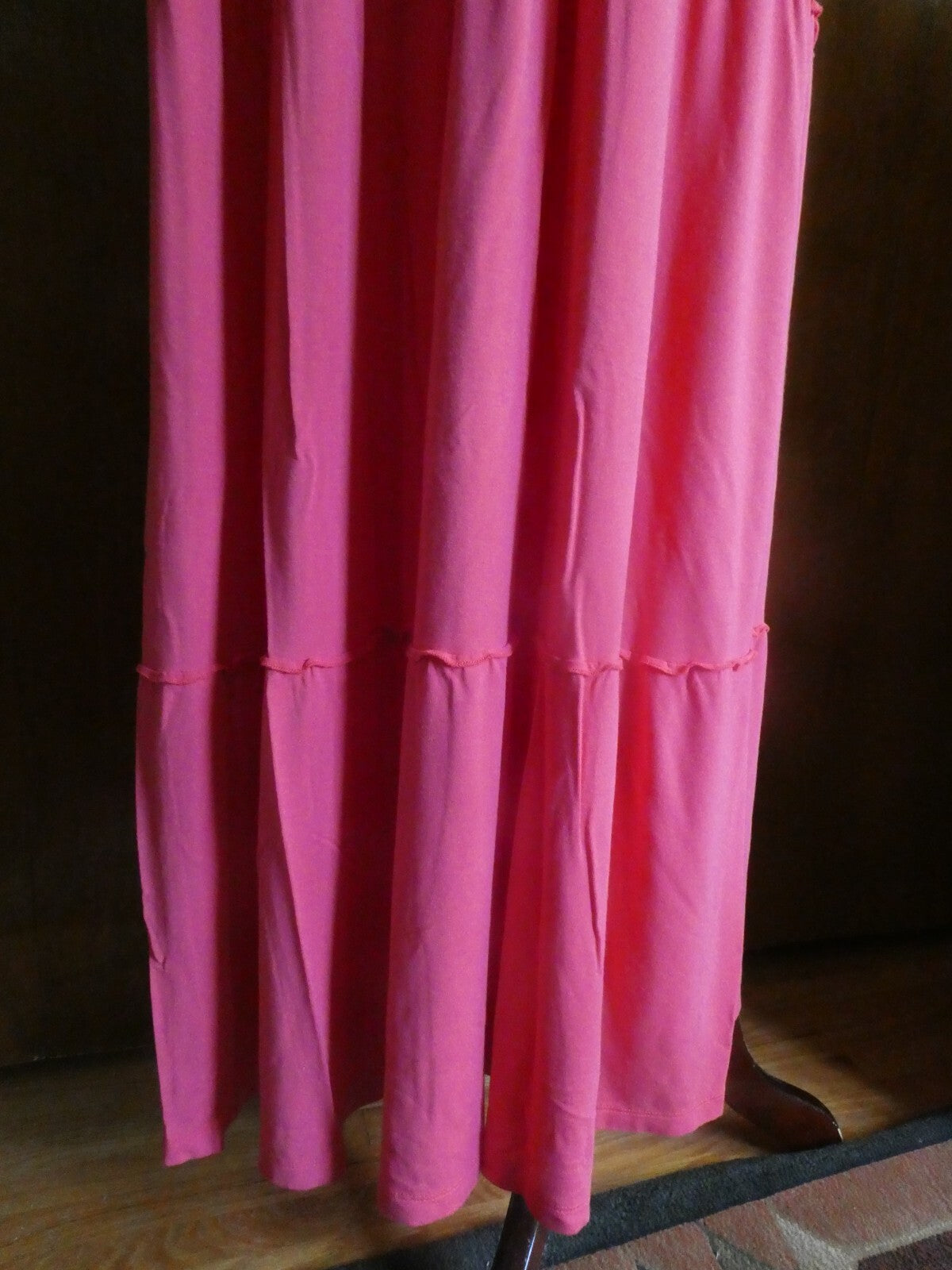 Chico's Women's Pink Maxi Detailed Rayon Dress Size 3 US Size Large