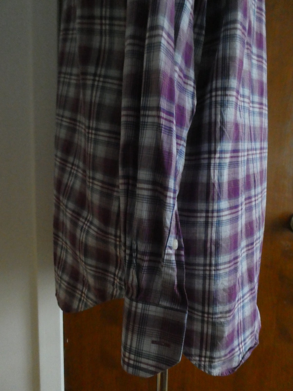 TAILORBYRD Collection Men's 2XL Purple Plaid Button Front Shirt 100% Cotton