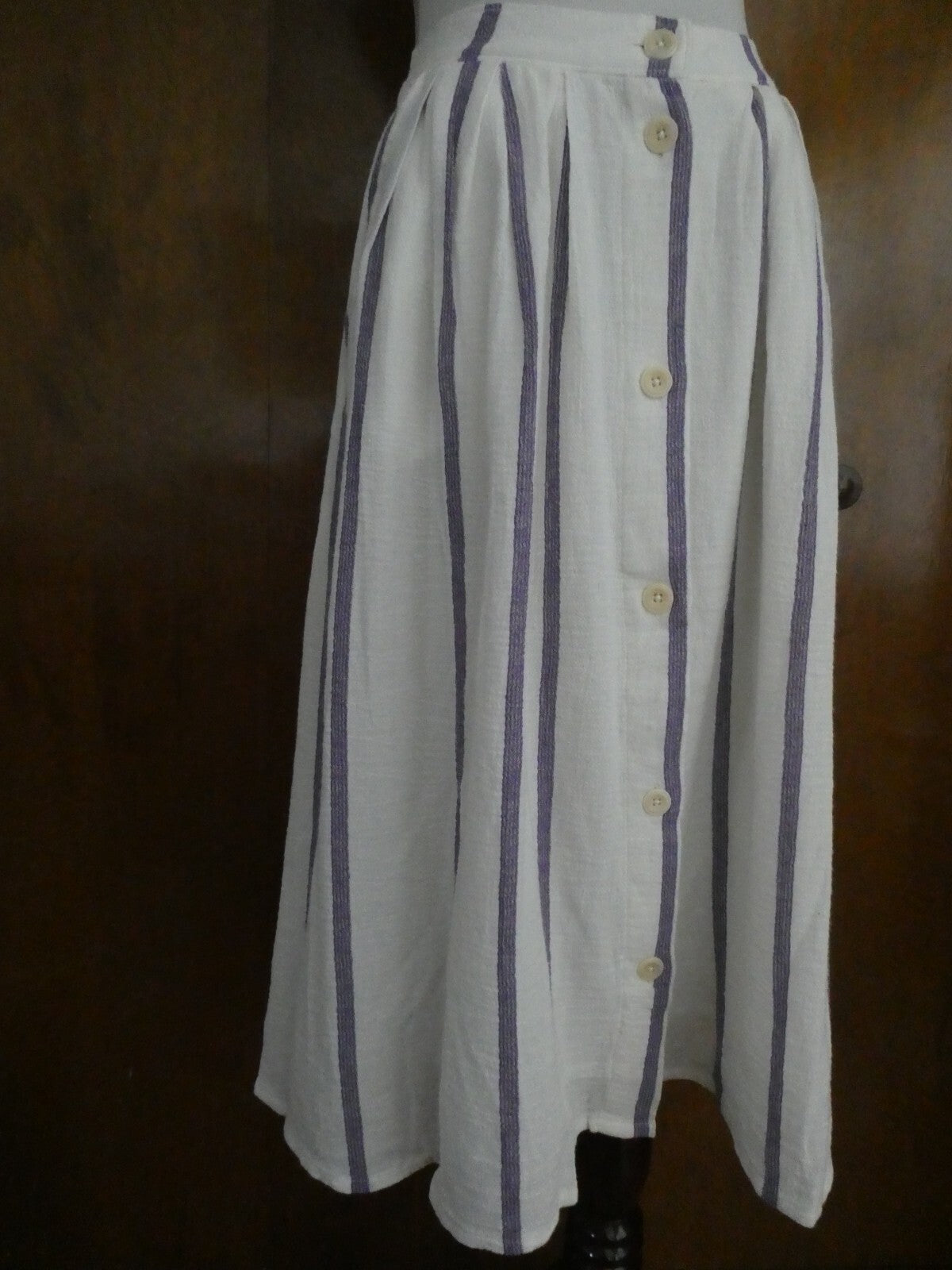 Lucky Brand women's off white full lined pleated pockets buttons skirt small