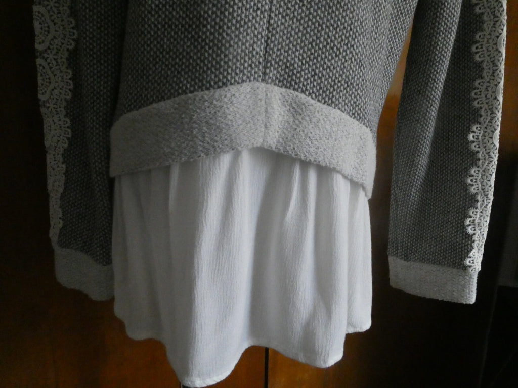 HANNAH Women's Soft V-neck Long Sleeves Sweater Gray Size Medium