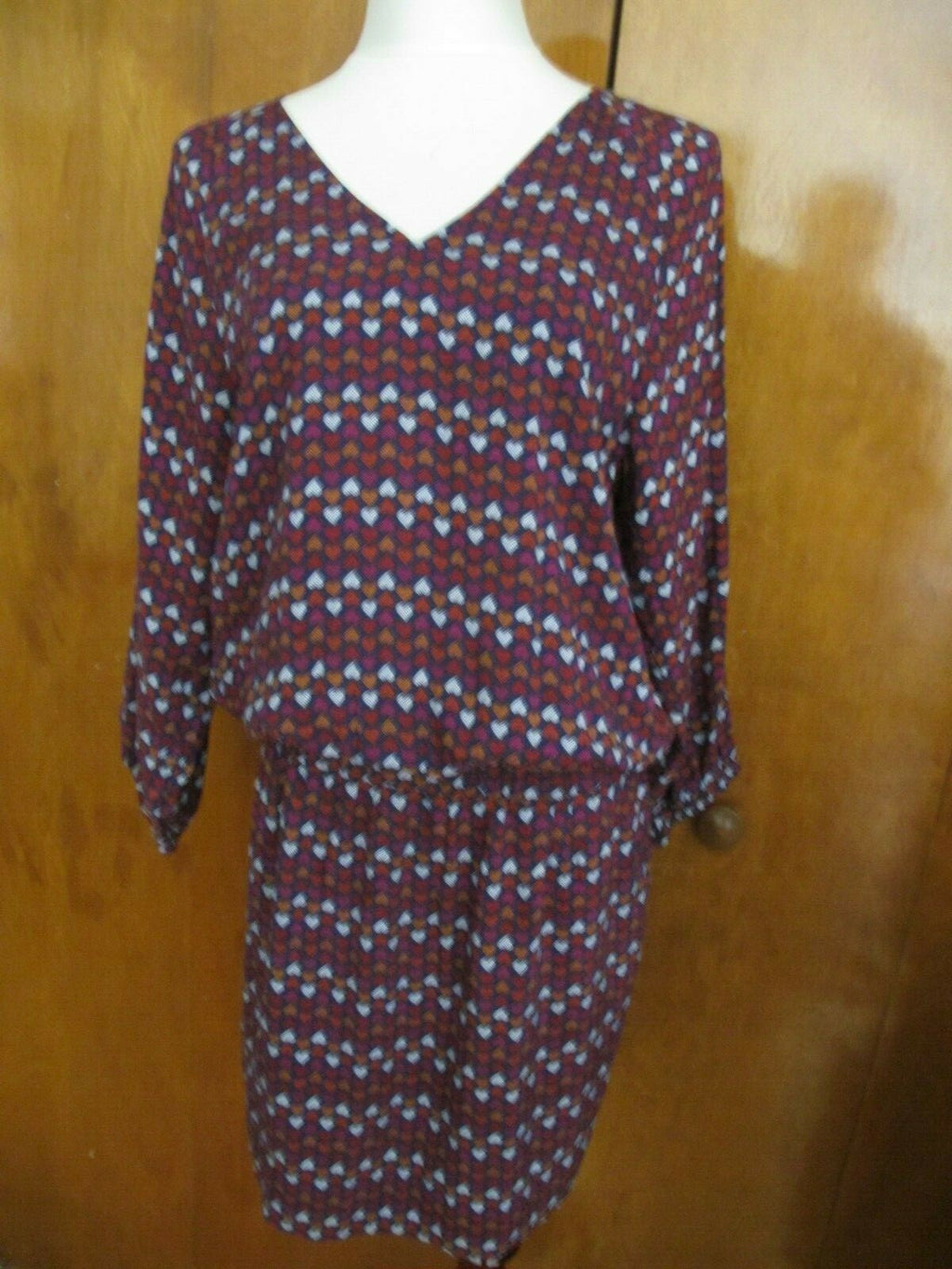 QMack women's soft viscose mufti color blue red lined dress Large 
