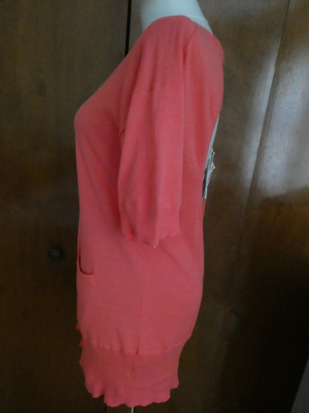 Smitten Women's Orange Sherbet Soft Cotton Detailed Tunic Long Top Size Medium 